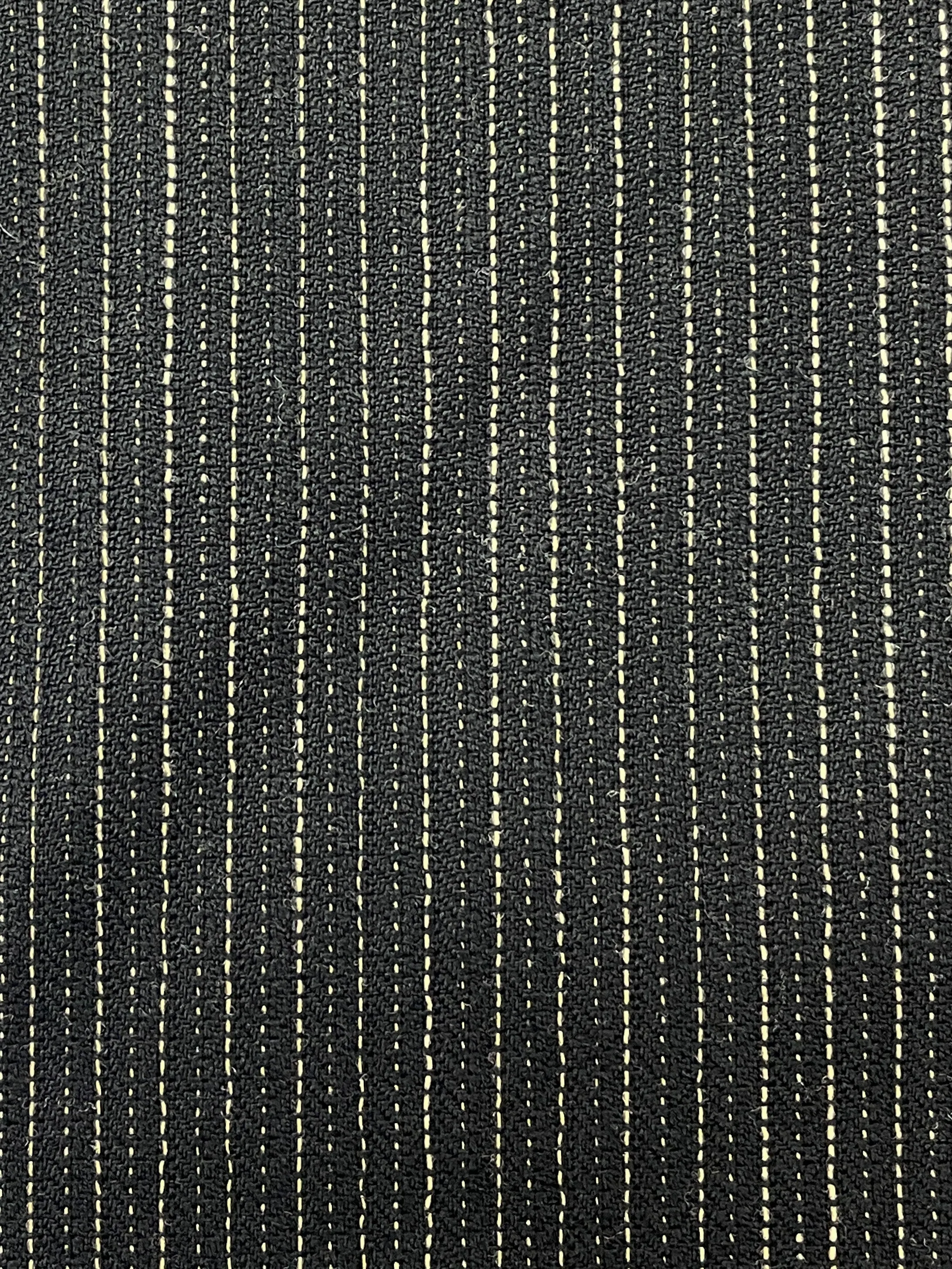 1  YD Wool Stretch - Black with Ecru Pinstripes