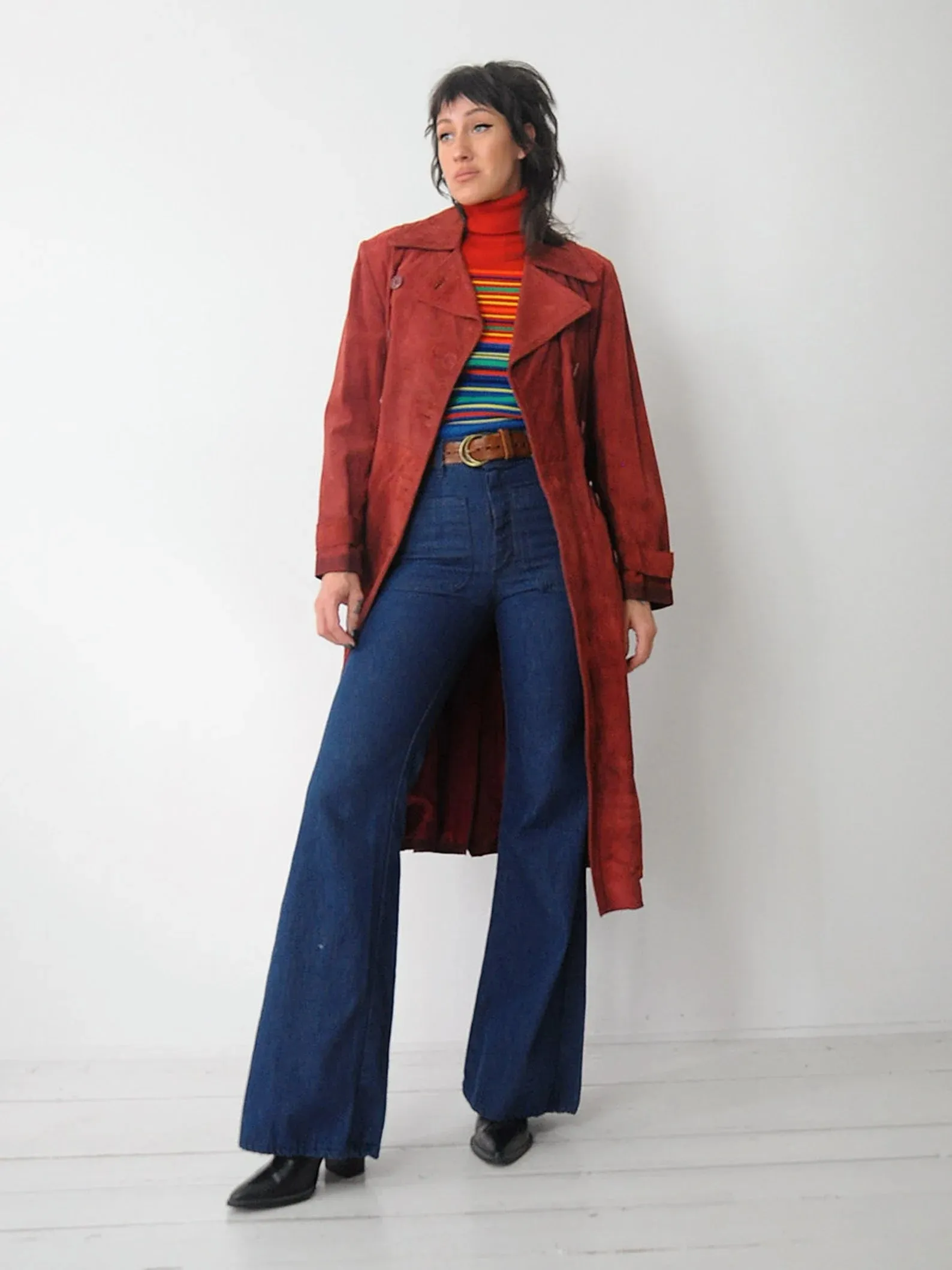 1970's Maroon Suede Trench Coat