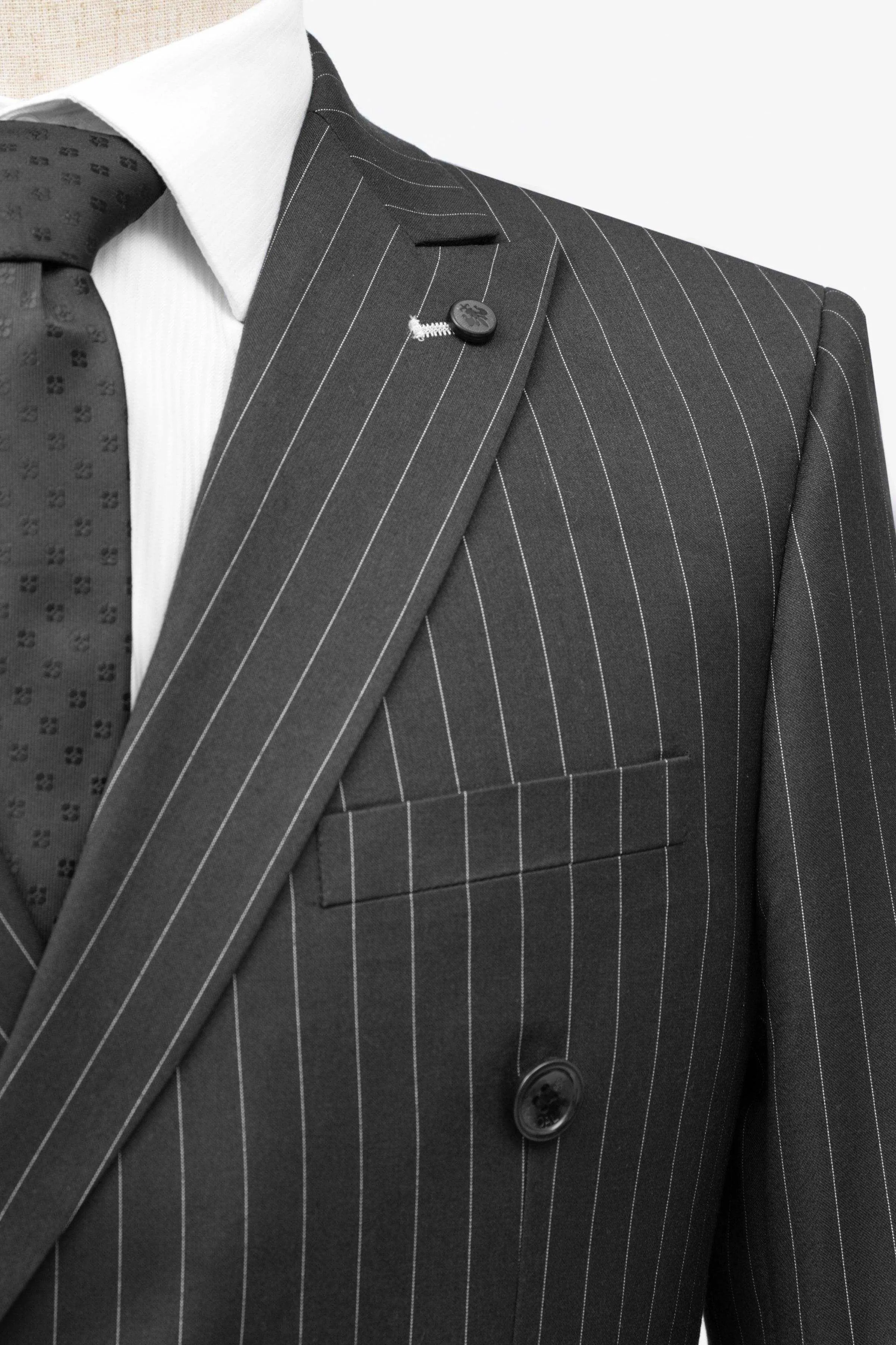 2 PIECE SUIT SLIM FIT DOUBLE BREAST BLACK