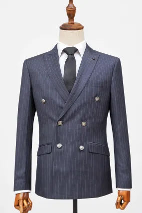 2 PIECE SUIT SLIM FIT DOUBLE BREAST NAVY GREY