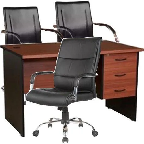 4 feet Office Desk   107 swivel chair   601 visitors chairs