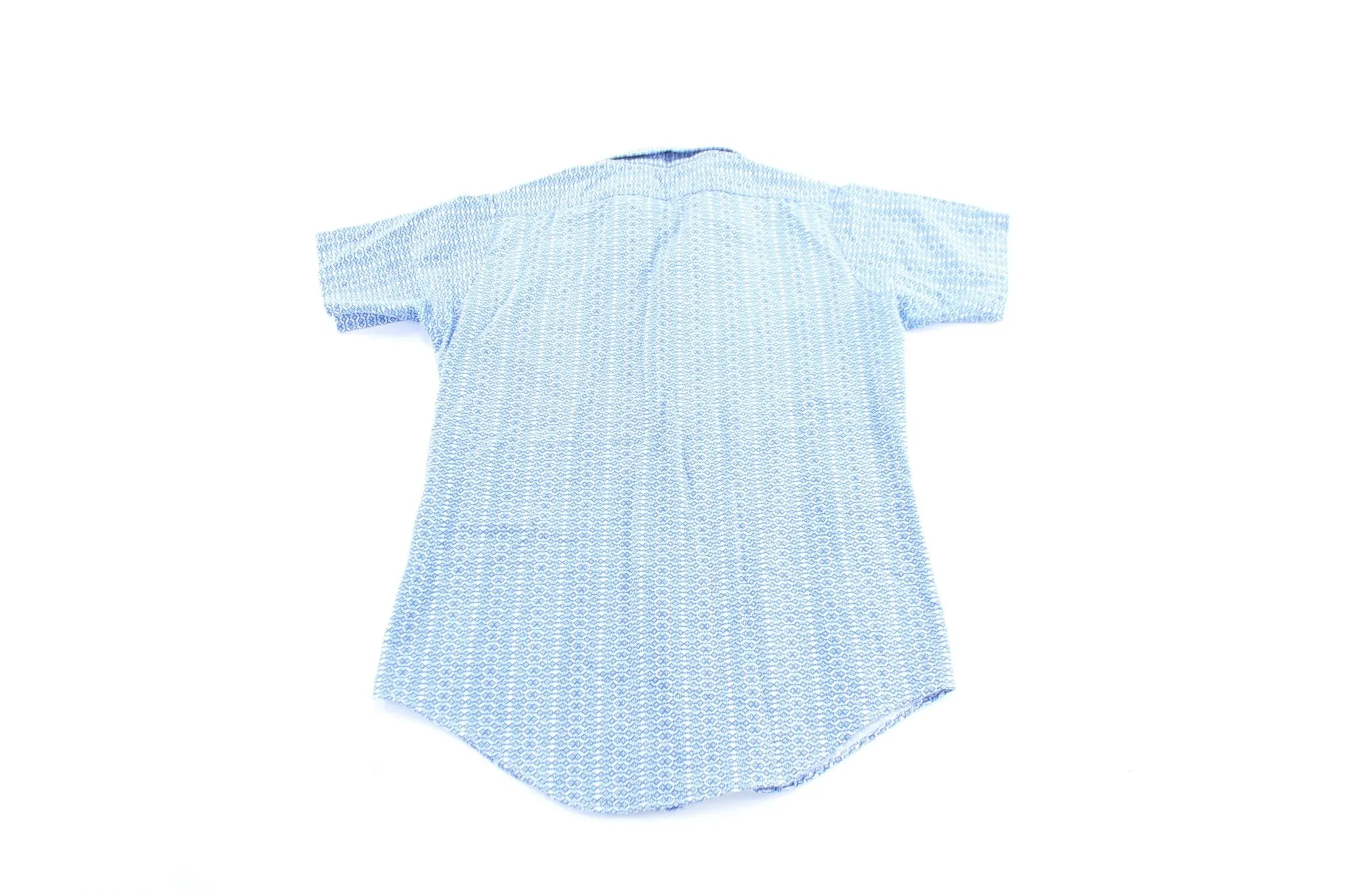 70's Patterned Blue & White Button Down Shirt