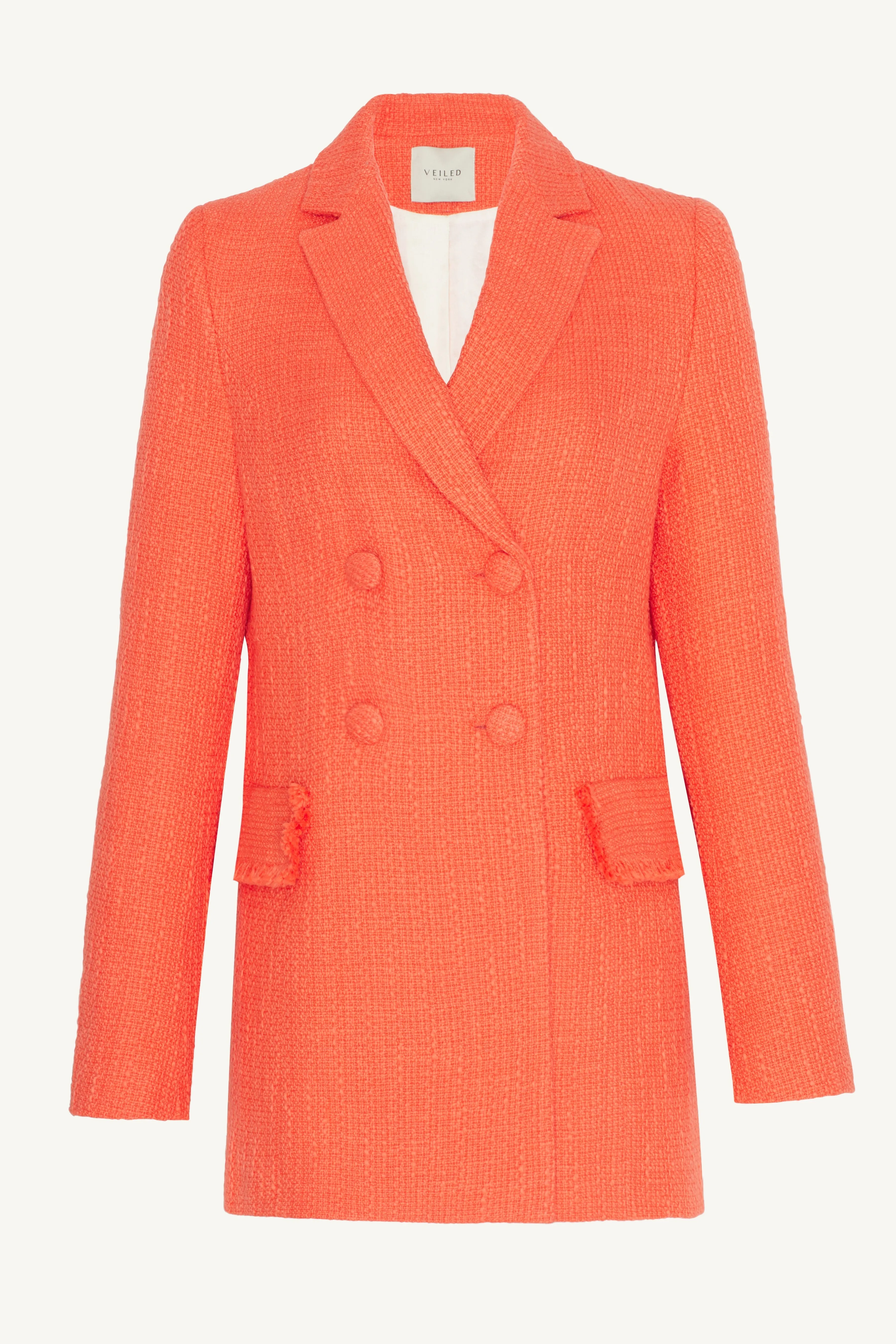 Abigail Tweed Double Breasted Blazer - Papaya