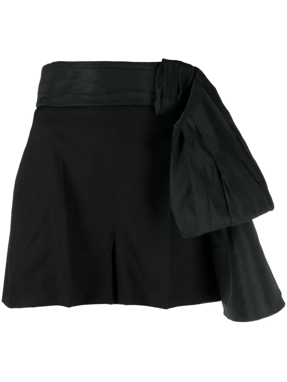 ALEXANDER MCQUEEN Black Wool Shorts with Decorative Bow for Women - SS24 Collection