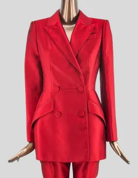 Alexander McQueen double-breasted silk blazer in Carnelian Red - 42 IT | 6 US