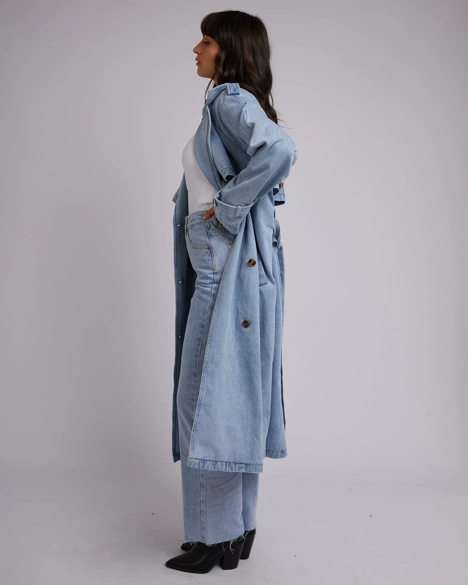 All About Eve Rio Trench Coat Light Blue