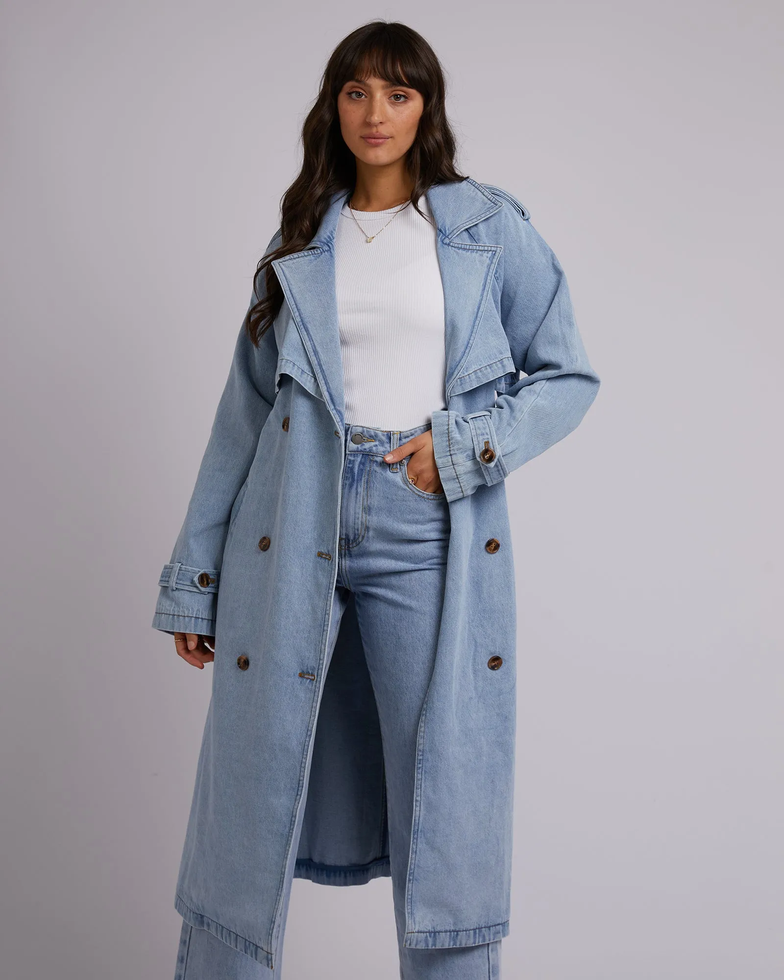 All About Eve Rio Trench Coat Light Blue