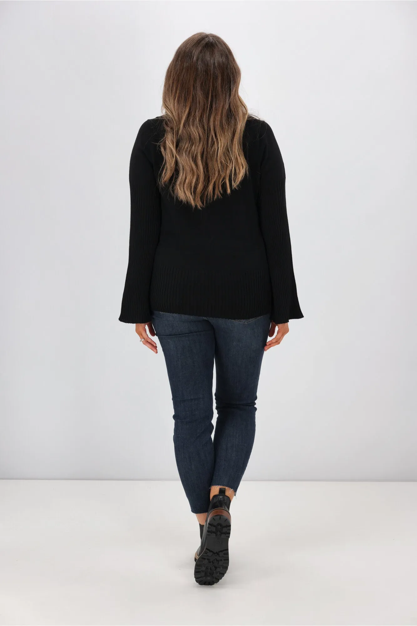 Alpine by Shine On Talia Wide Sleeve Merino Jumper Black