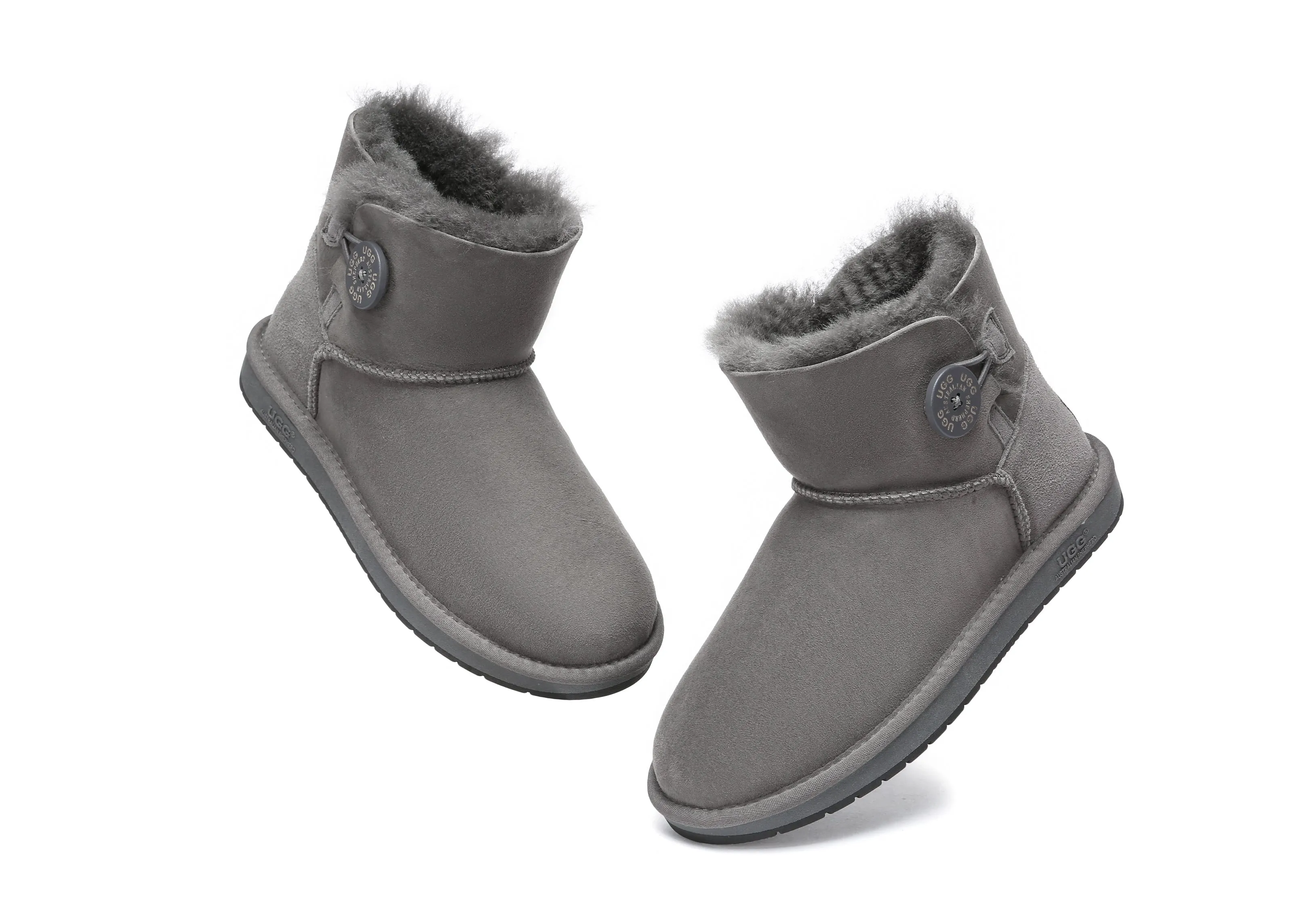 Australia Premium Double Face Sheepskin Water Resistant Mini Button Boots