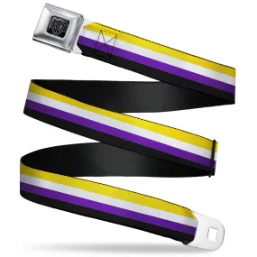 BD Wings Logo CLOSE-UP Black/Silver Seatbelt Belt - Flag Non-Binary Stripe Webbing