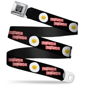 BD Wings Logo CLOSE-UP Full Color Black Silver Seatbelt Belt - Bacon & Eggs Black Webbing