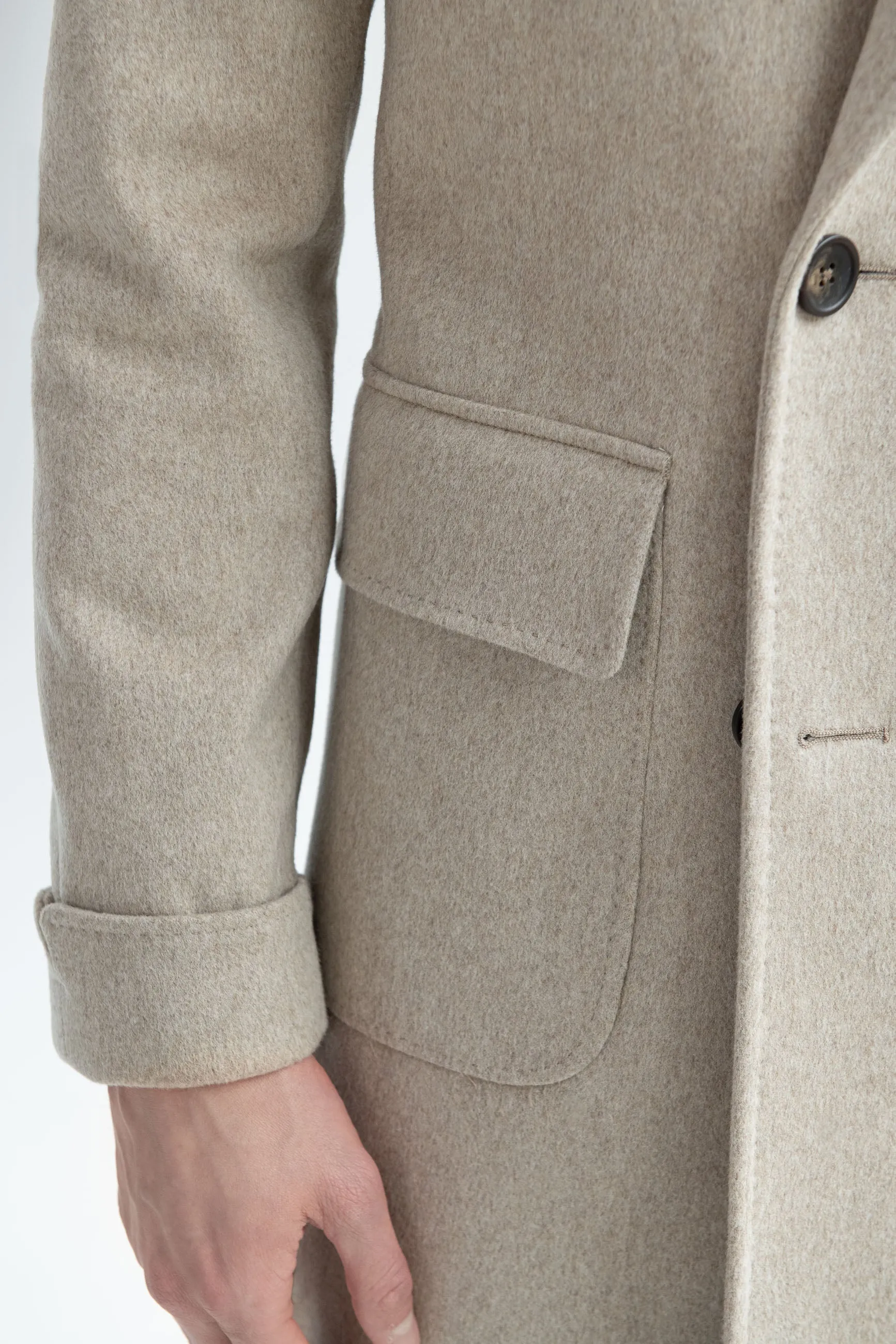 Beige Polo Coat in Loro Piana wool – Made in Italy