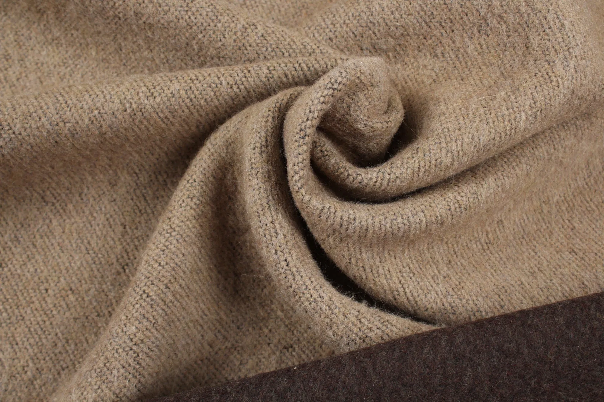 Bi-color Double Face Recycled Wool - Beige / Brown