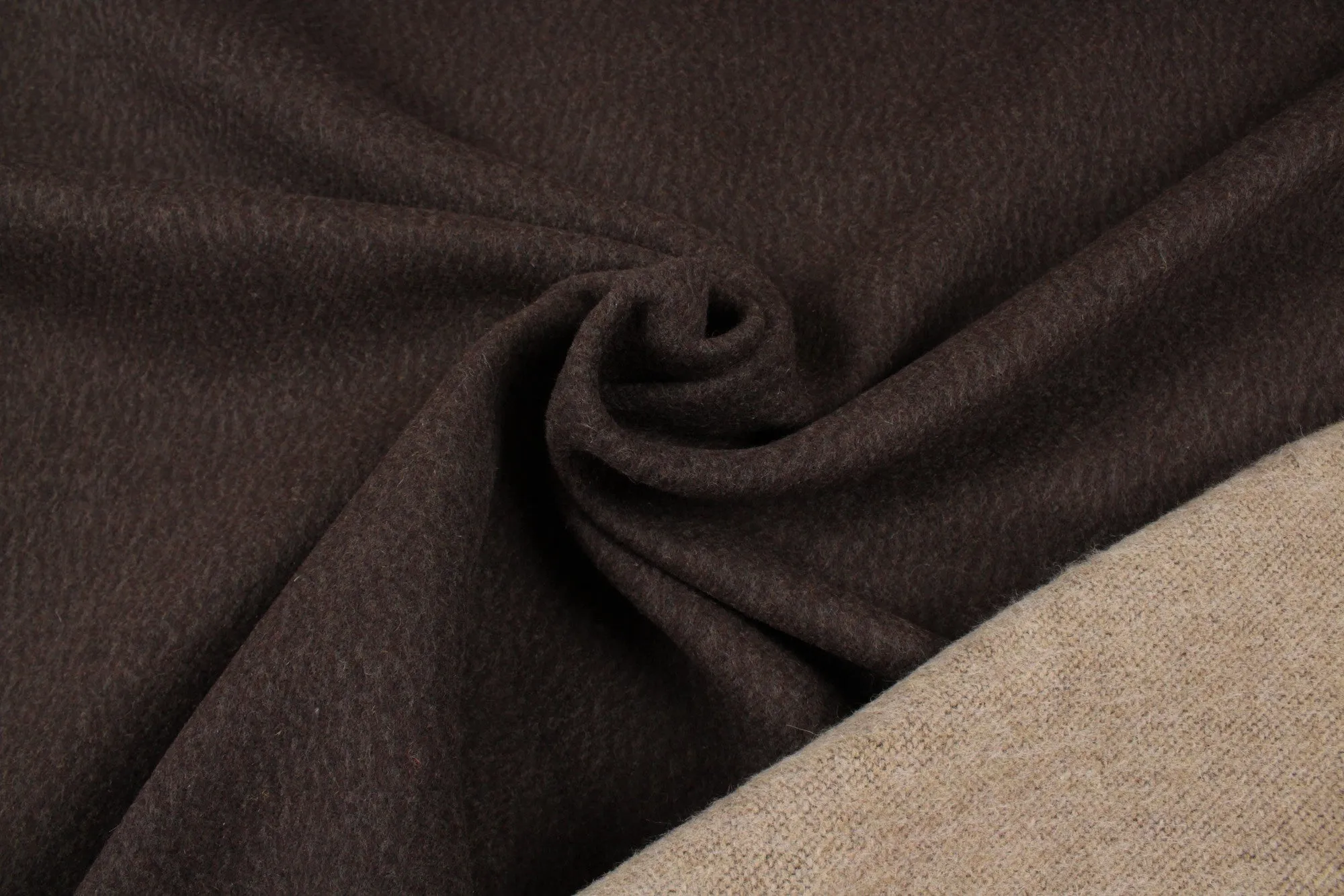 Bi-color Double Face Recycled Wool - Beige / Brown