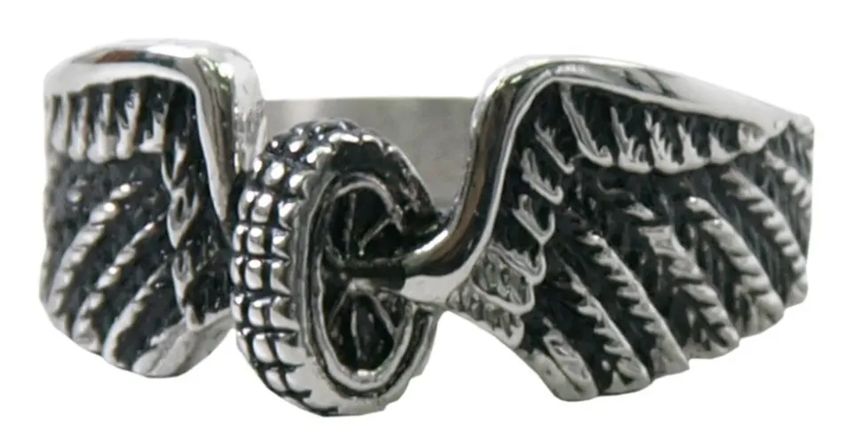 Biker Ladies Wings & Wheel Ring