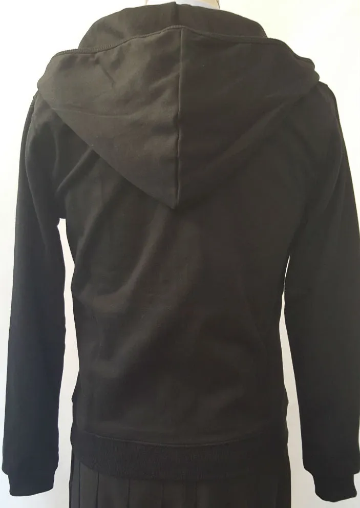 Black Cotton Fleece Zip Up Hoodie Sweatshirt