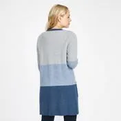 Blue Boiled Wool Colour Block Cardigan