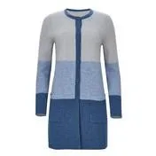 Blue Boiled Wool Colour Block Cardigan