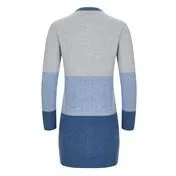 Blue Boiled Wool Colour Block Cardigan