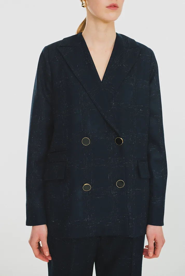 Boxy Double Breasted Wool Blazer