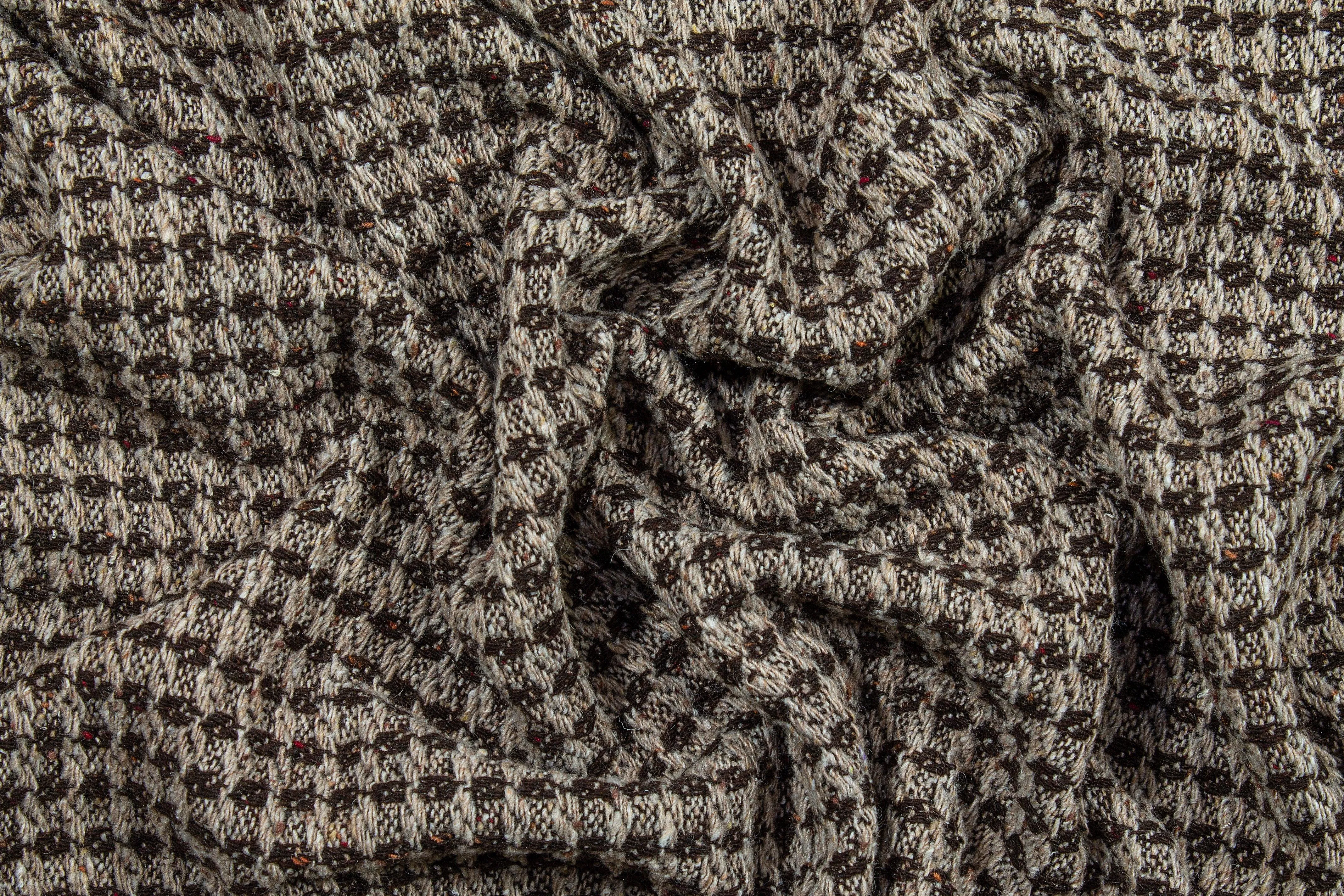 Brown Double Faced Wool Tweed Coating