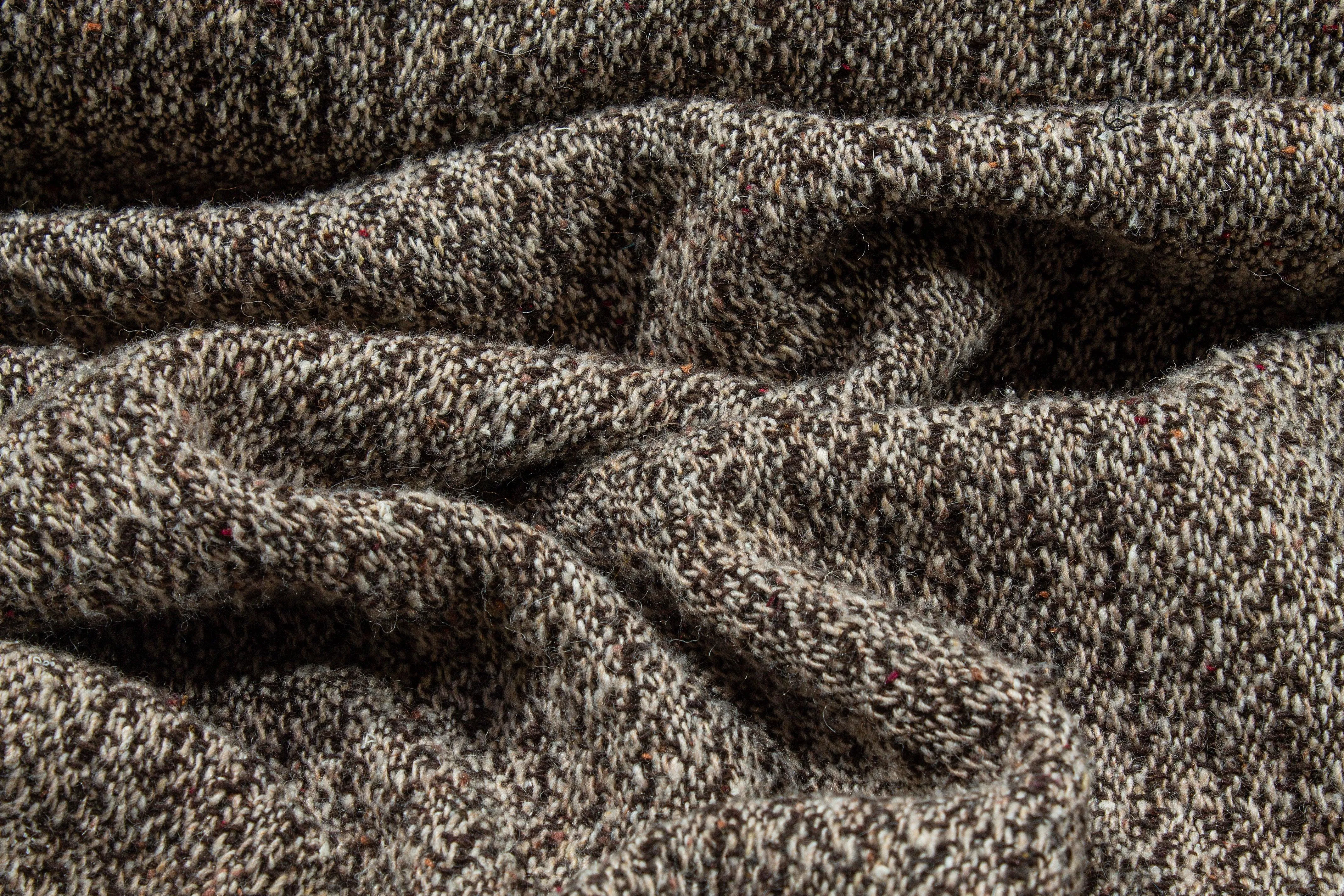 Brown Double Faced Wool Tweed Coating