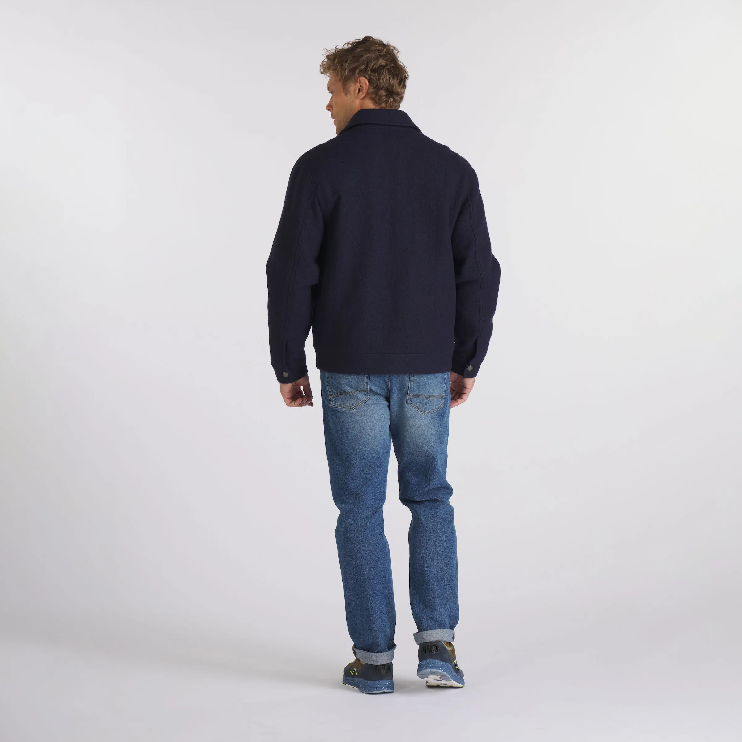 Burnham Boiled Wool Bomber - Navy