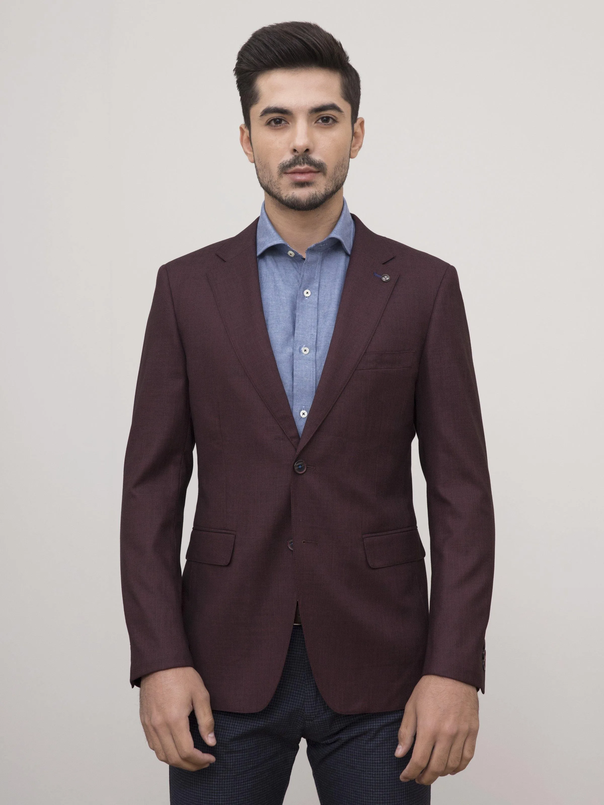 CASUAL COAT SLIM FIT MAROON BLACK