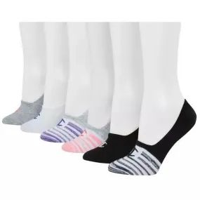 Champion Womens Performance 6-Pk. Invisible Liner Socks Multi-Color Logo, NWT