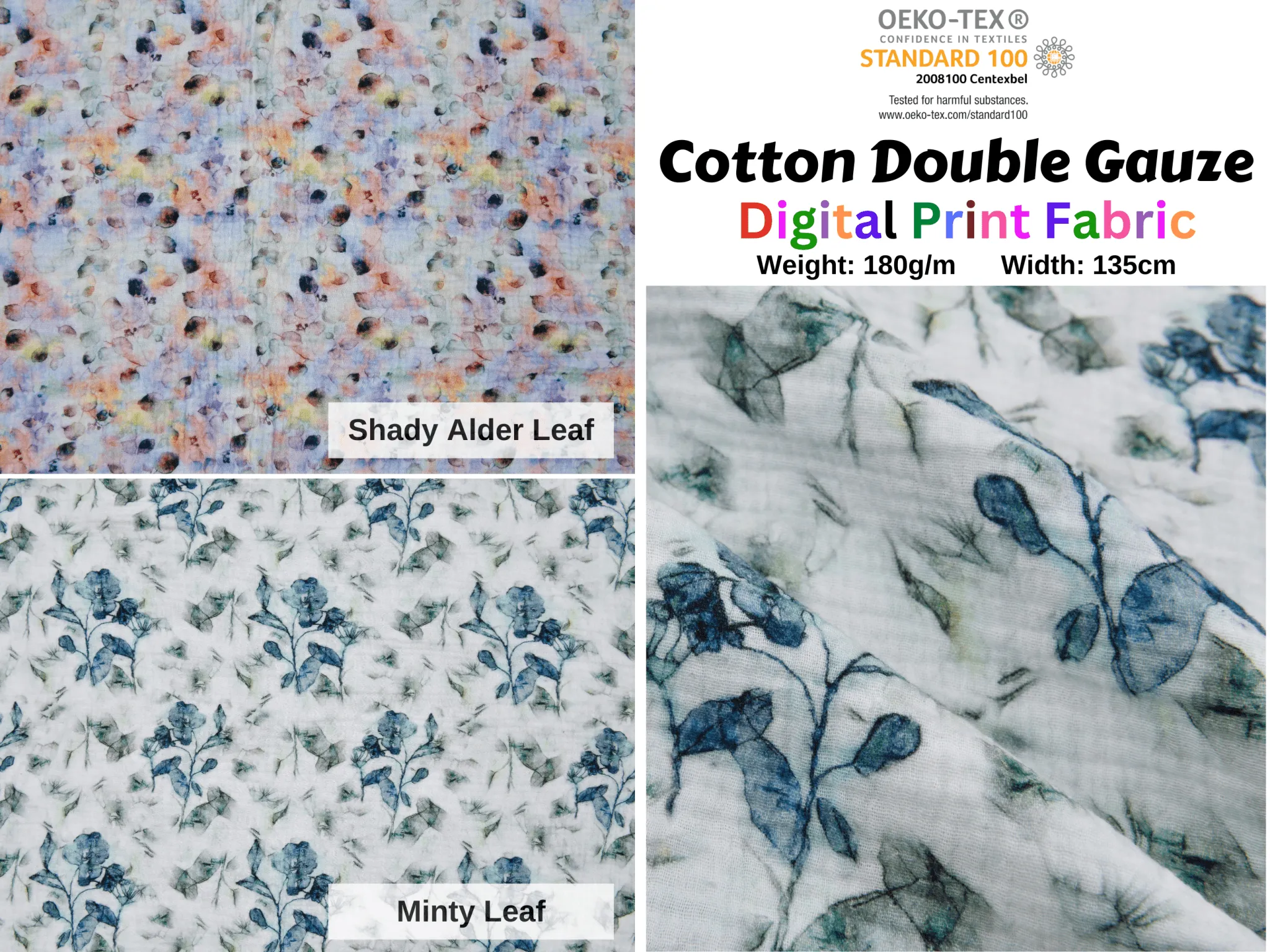 Cotton Double Gauze /Muslin Flower Digital Prints Fabric -6661