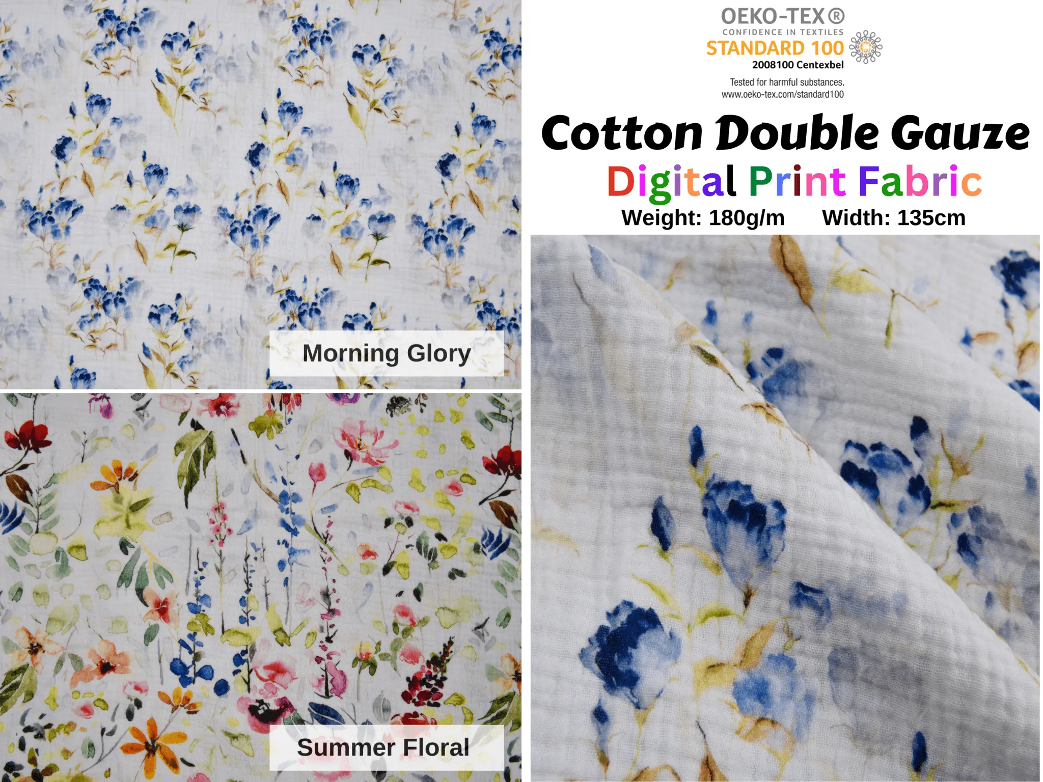 Cotton Double Gauze /Muslin Flower Digital Prints Fabric -6661