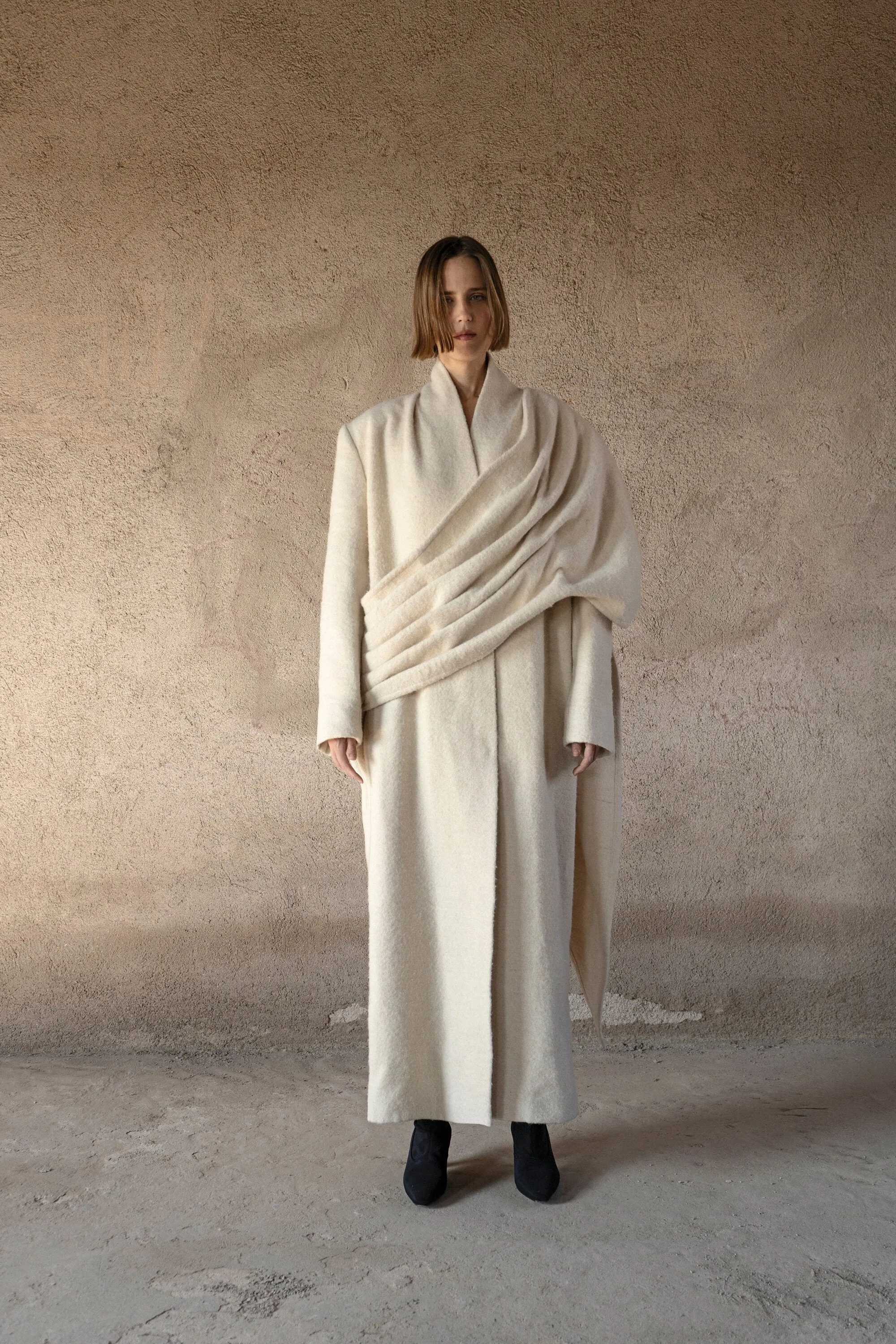 Danushka Cream Oversize Hemp Wool Coat