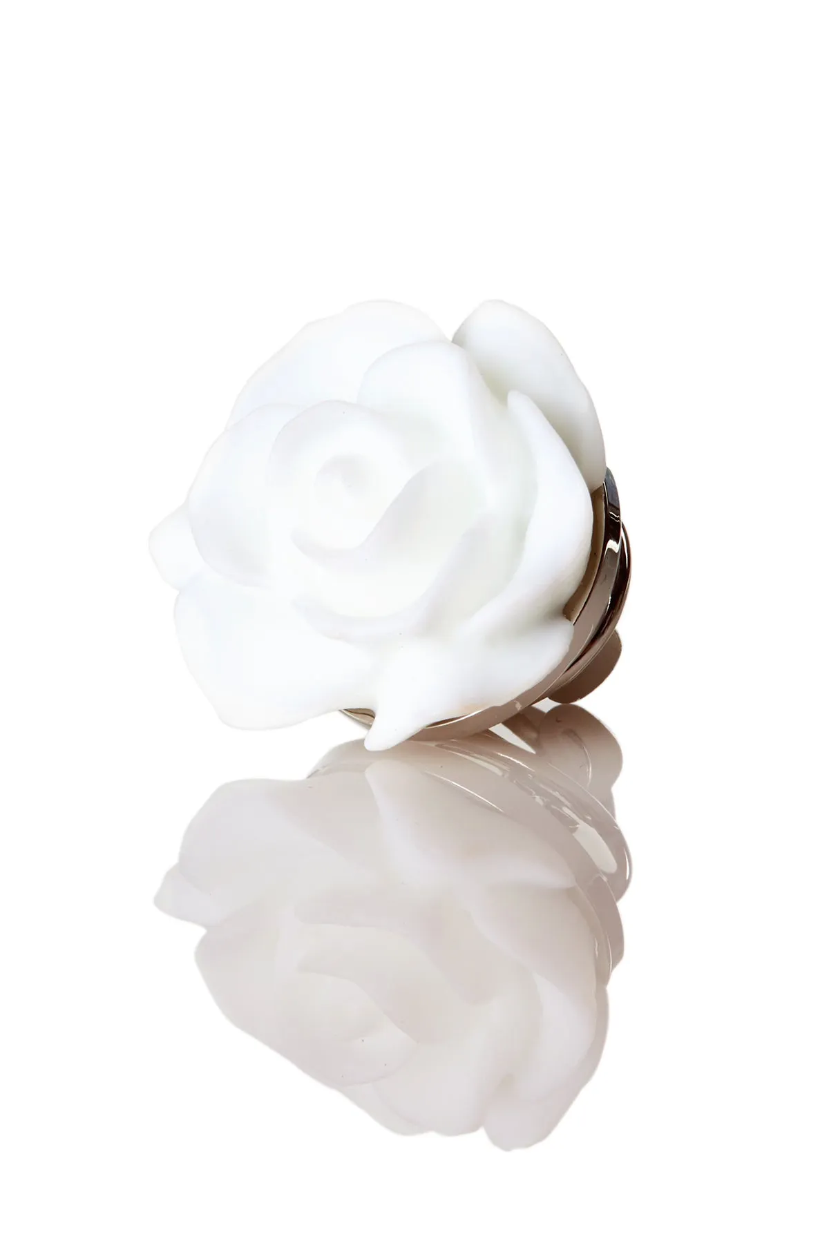 David August Open Rose Lapel Pin - White