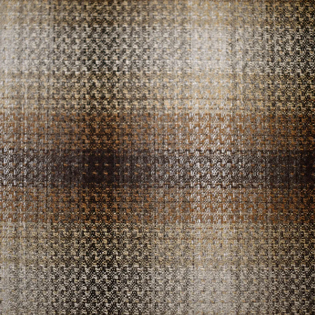 Designer Ombre Plaid Wool Coating Coffee