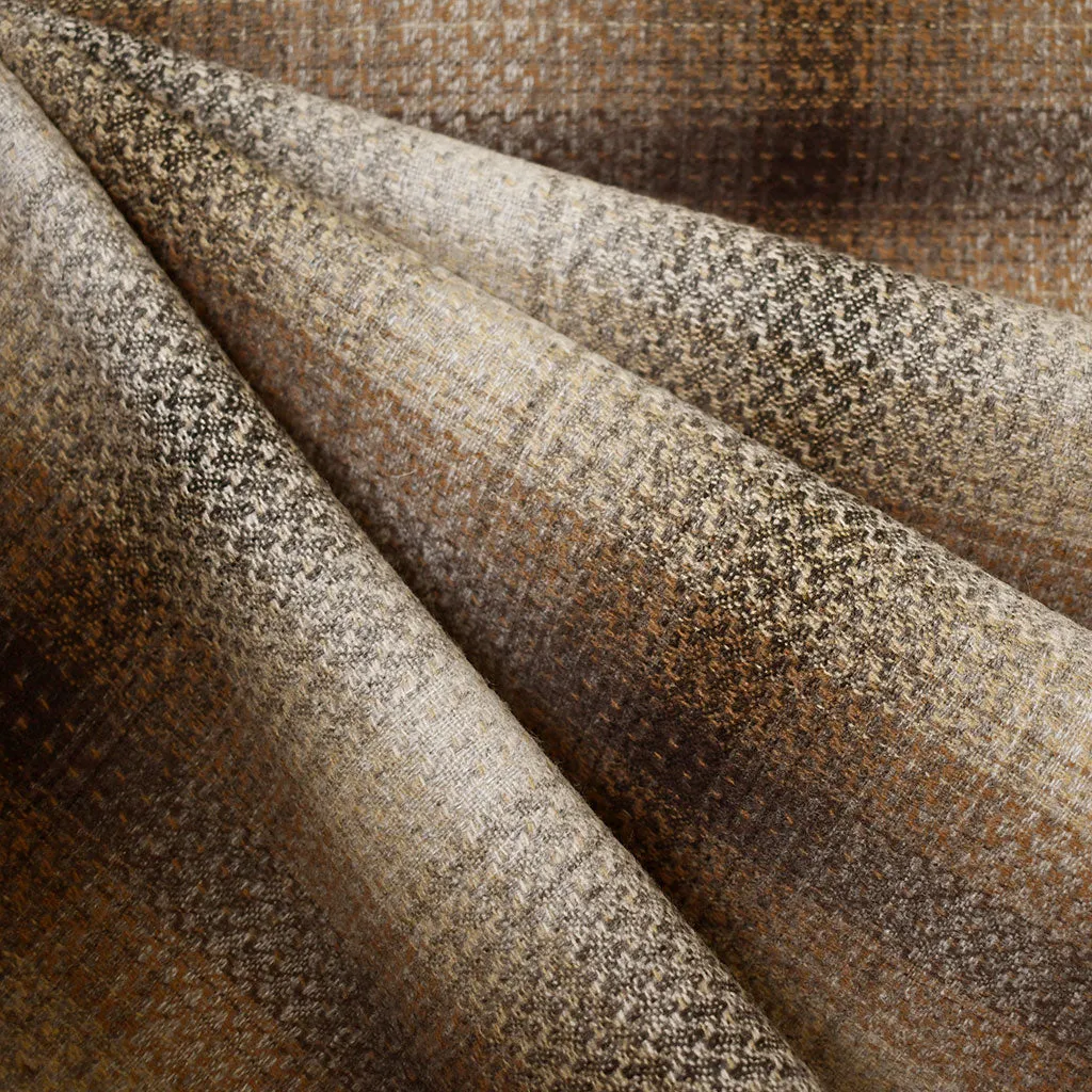 Designer Ombre Plaid Wool Coating Coffee