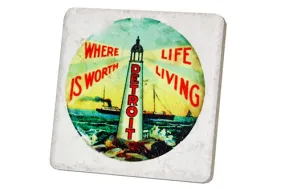 Detroit Where Life is Worth Living Porcelain Tile Coaster