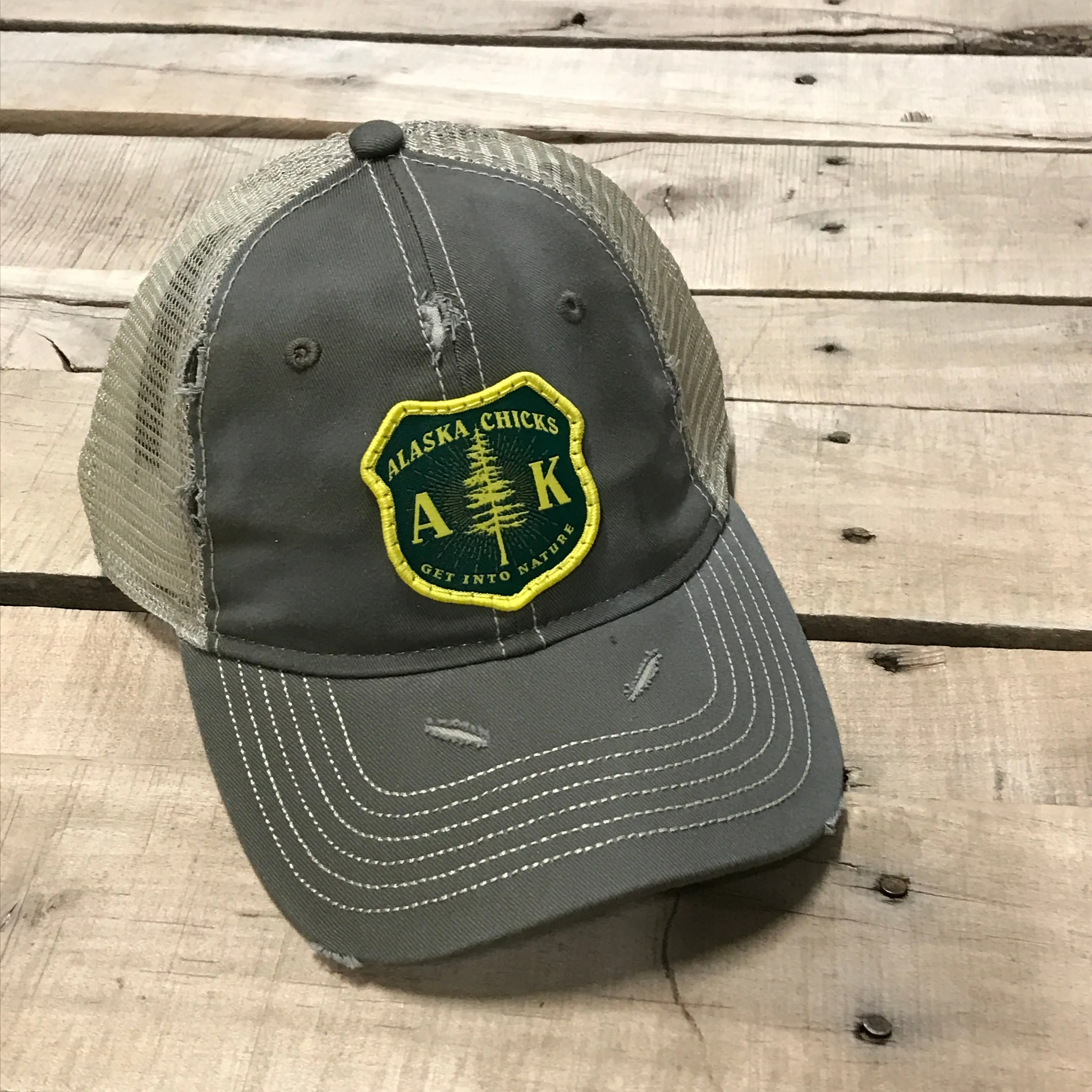 Distressed AK Patch Trucker Hat