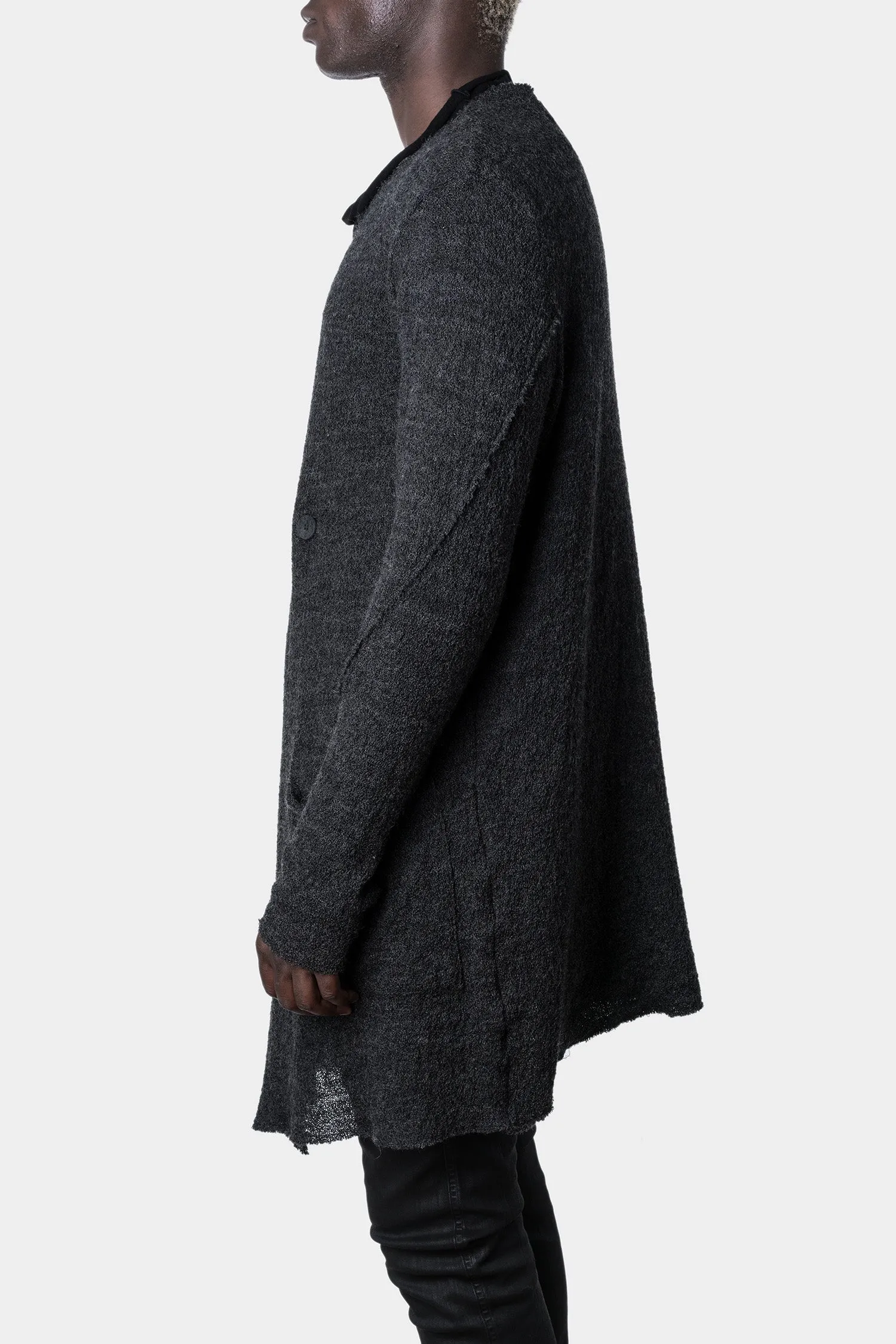 Double breasted long knit cardigan