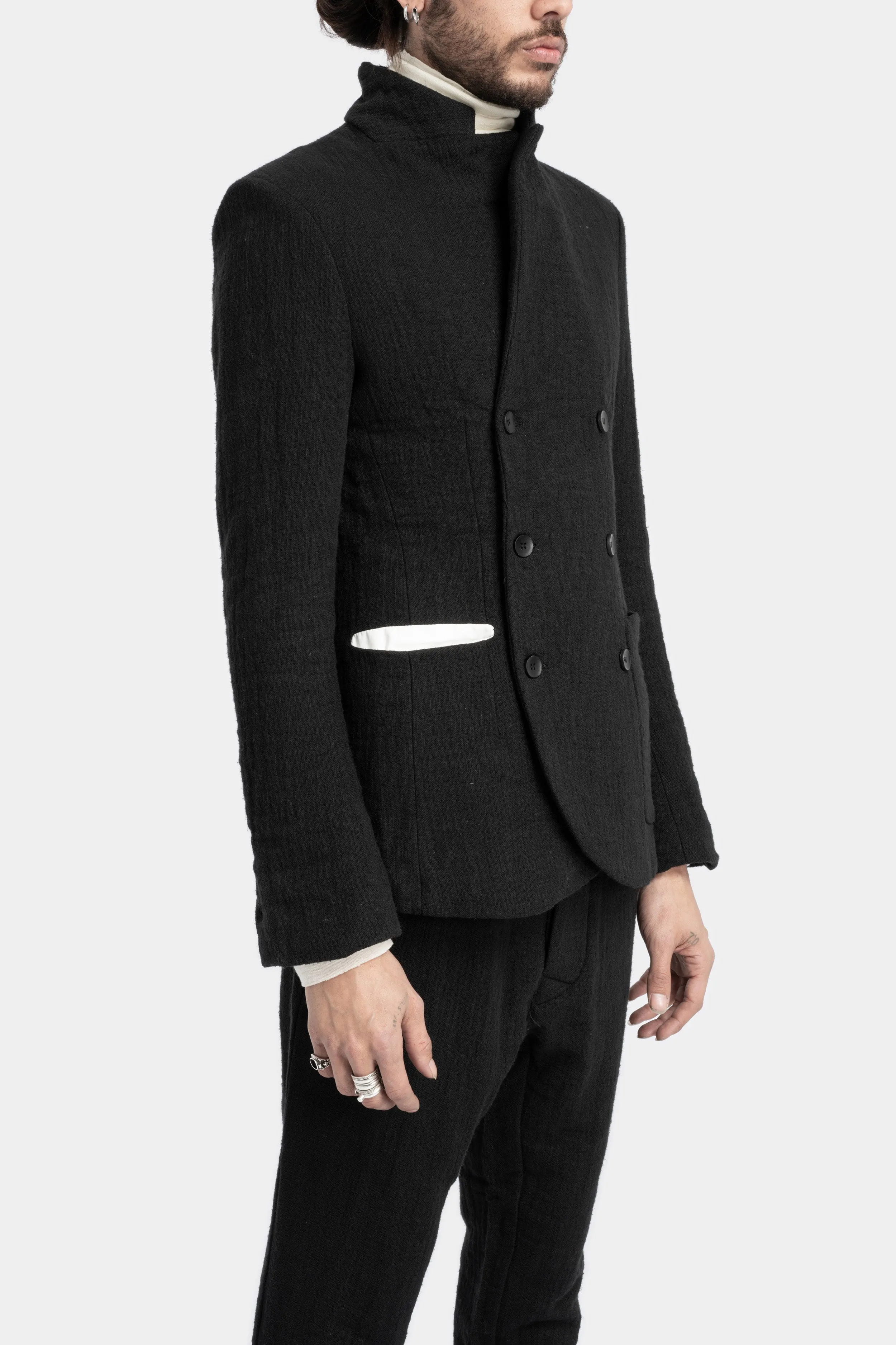 Double breasted wool blend blazer