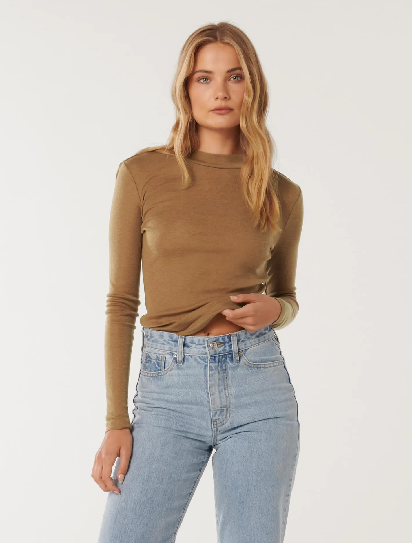 Eclair Wool Blend Stand Neck Top