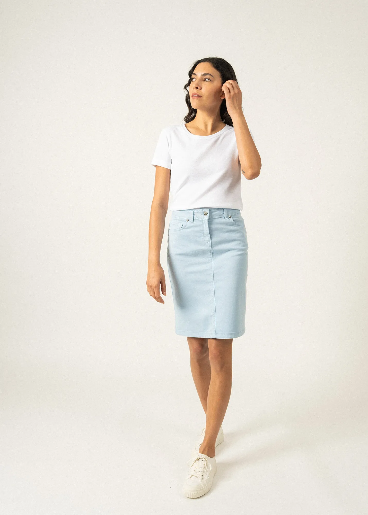 ELFY - Stretch Straight Skirt in Colorful Denim (LIGHT BLUE)