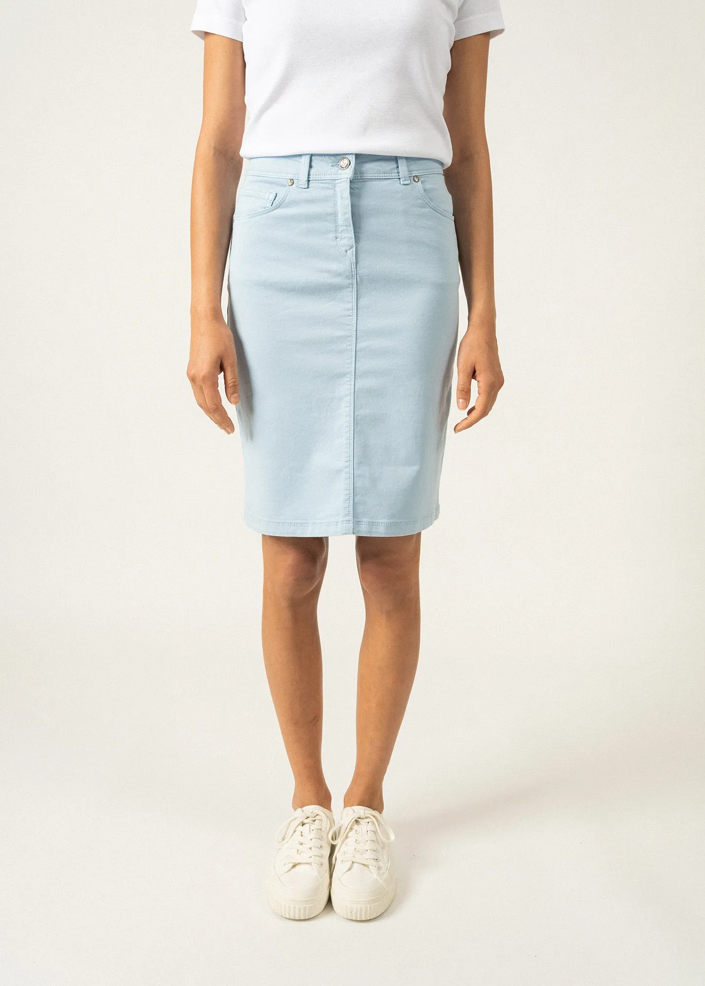 ELFY - Stretch Straight Skirt in Colorful Denim (LIGHT BLUE)