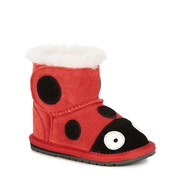 EMU AUSTRALIA Kids Deluxe Wool Ladybug Baby Walker Kids Winter Boots