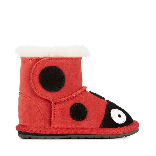 EMU AUSTRALIA Kids Deluxe Wool Ladybug Baby Walker Kids Winter Boots