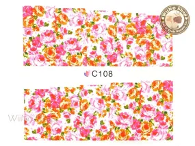 Floral Pattern Water Slide Nail Art Decals - 1 pc (C108)