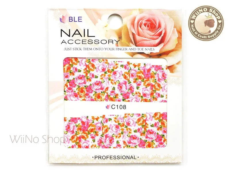 Floral Pattern Water Slide Nail Art Decals - 1 pc (C108)