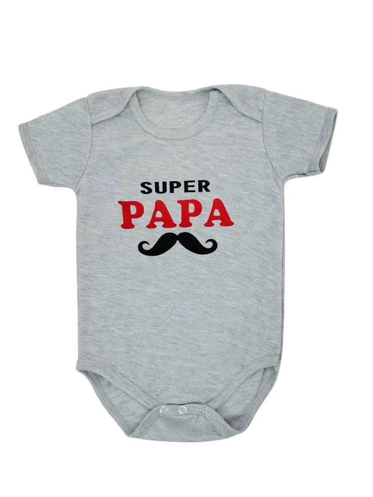 Funny Super Mama Papa Printed Baby Romper New Fashion For Boys & Girls