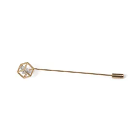 Gold Boxed Crystal Lapel Pin