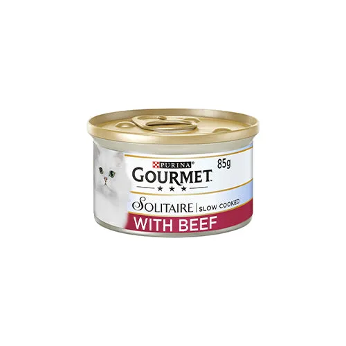 Gourmet Solitaire Slow Cooked with Beef 12 x 85g Wet Cat Food