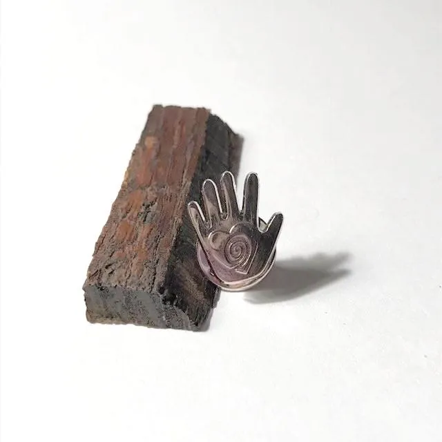 Hand pins/mini hand with heart and swirl